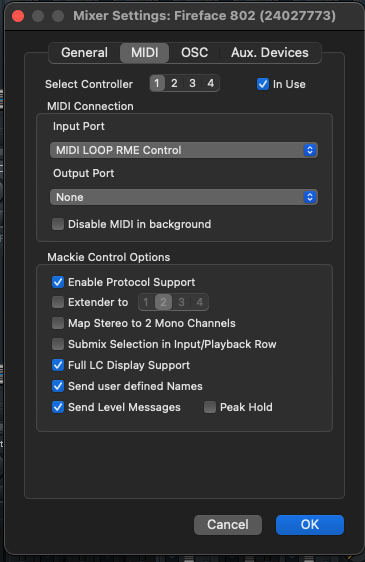 totalmix midi preferences