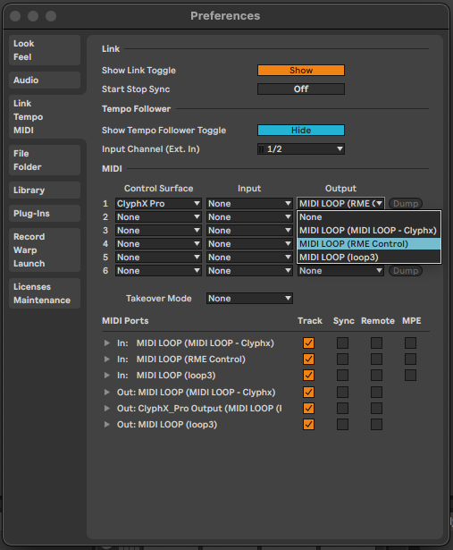 ableton midi preferences